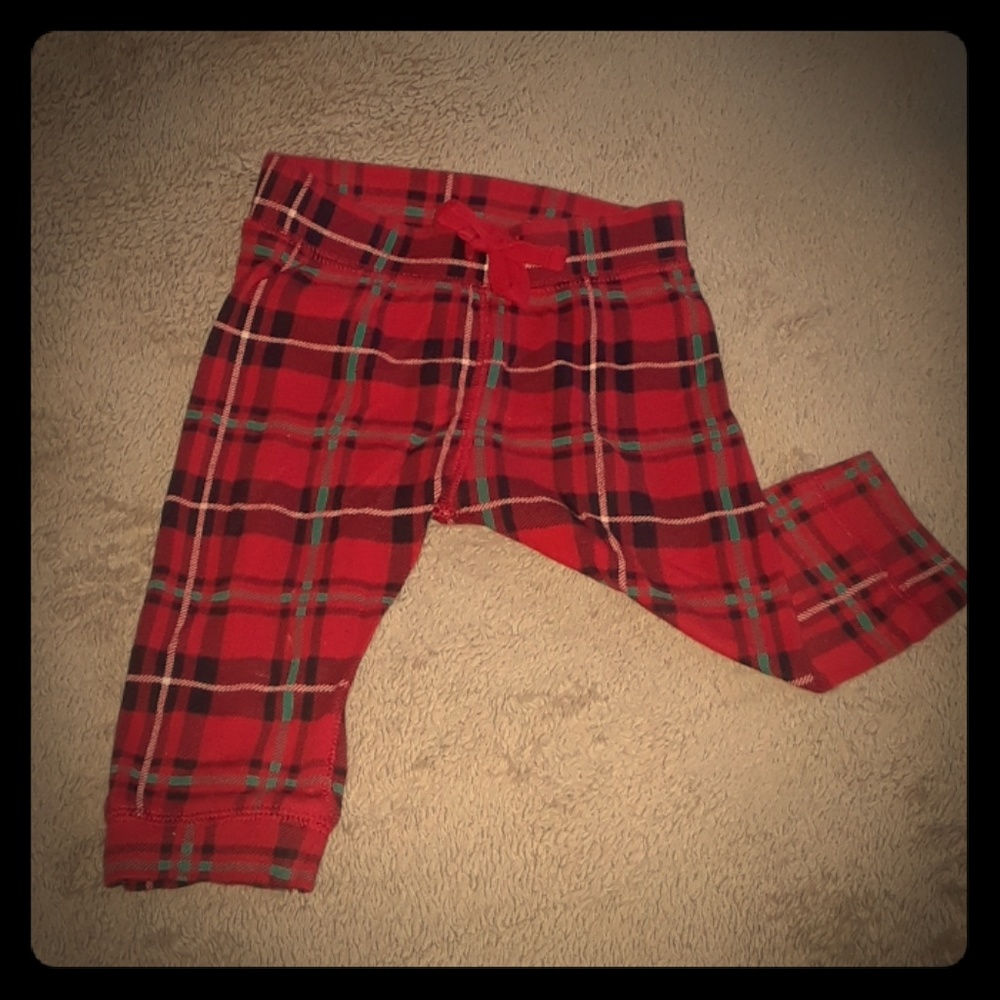 Unisex Old Navy Red Plaid/Tartan Leggings 6-12mths